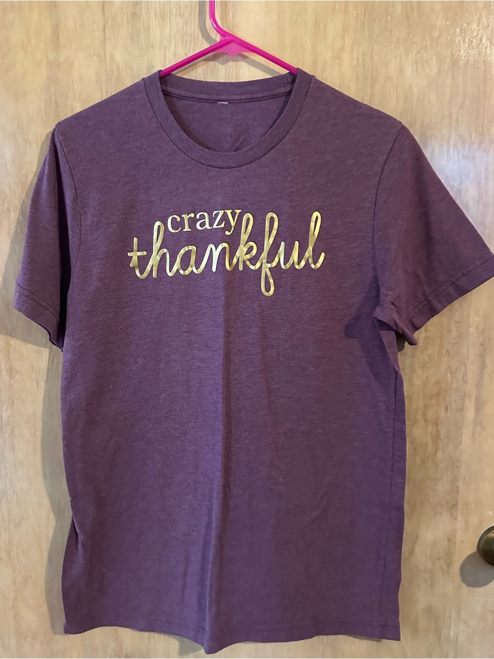 Bella Canvas Purple Tee with Gold "crazy thankful" Script